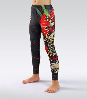 Groundgame Leggings KIDS red tiger - black